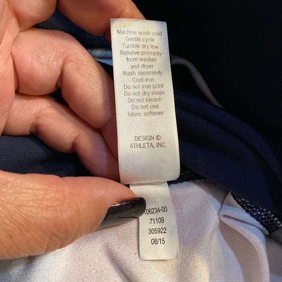 Athleta High Rise Superimpose Chaturanga Leggings Navy Blue Floral Size L - Picture 9 of 9